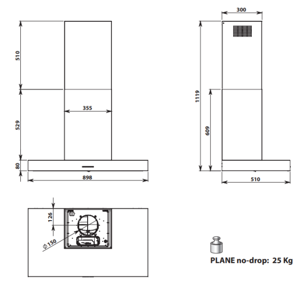 Falmec Okap PLANE NO-DROP CPLN90.E21P2#ZZZI490F