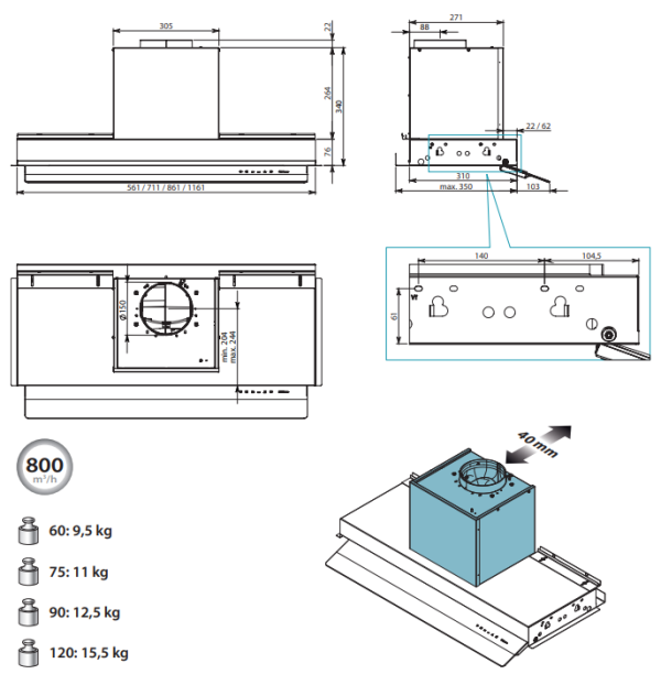Falmec Okap VIRGOLA TOUCH  CVJN90.E25P2#EUN490F