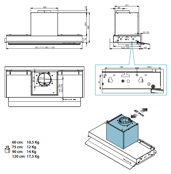 Falmec Okap VIRGOLA TOUCH NO-DROP  CVJN90.E23P2#ZZZ3490F