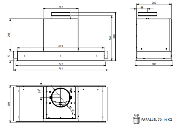 Falmec Okap PARALLEL  CPAW70.E1P1#ZZZN490F