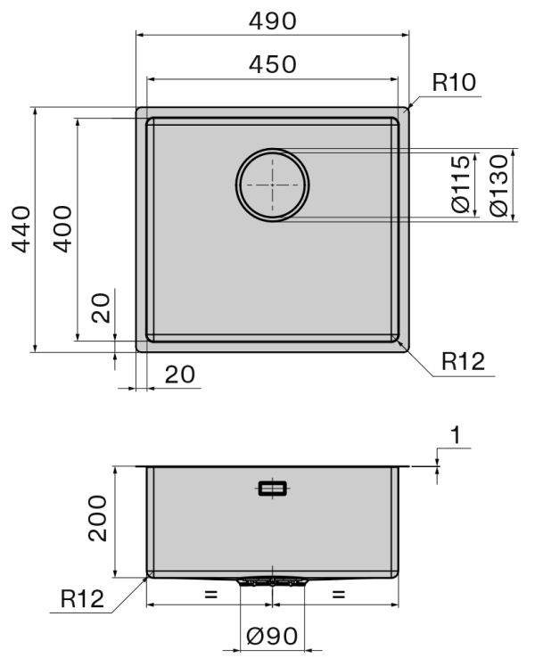 Falmec Zlewozmywak COMO 45 Inox  SCO4500U.00#SSF