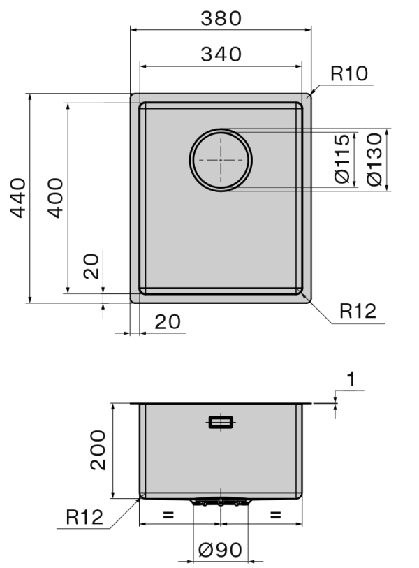 Falmec Zlewozmywak COMO 34 Inox  SCO3400U.00#SSF