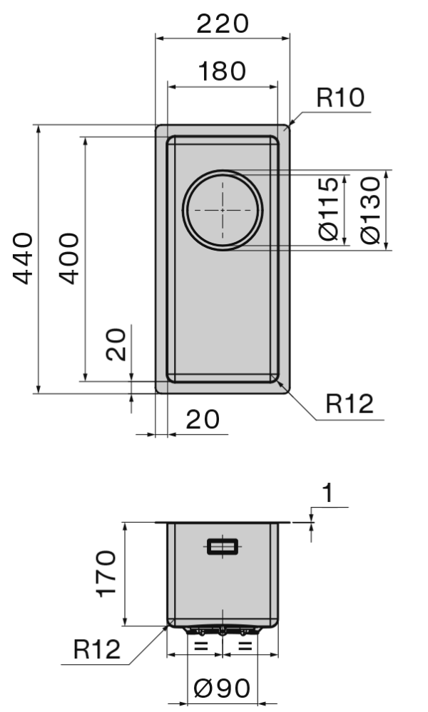 Falmec Zlewozmywak COMO 18 Inox  SCO1800U.00#SSF