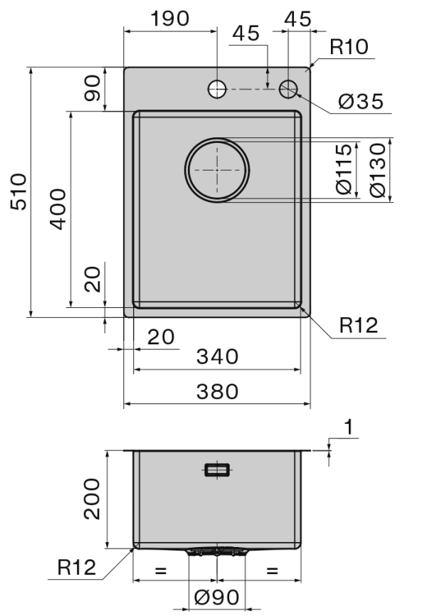Falmec Zlewozmywak GARDA 34 Inox  SGA3400F.00#SSF