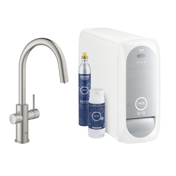 Grohe  GROHE Blue Home Zestaw startowy z wyciąganą wylewką w kształcie C