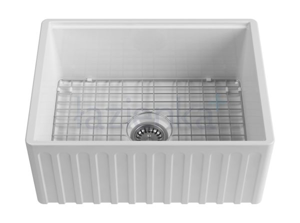 ISVEA ZESTAW ZLEWOZMYWAK RAVENNA 24" BIAŁY POŁYSK 610x460x258 + SYFON + KRATKA METALOWA
