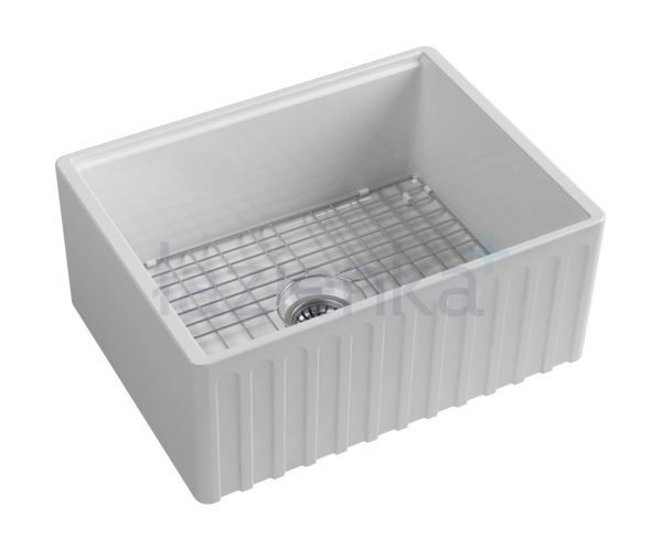 ISVEA ZESTAW ZLEWOZMYWAK RAVENNA 24" BIAŁY POŁYSK 610x460x258 + SYFON + KRATKA METALOWA